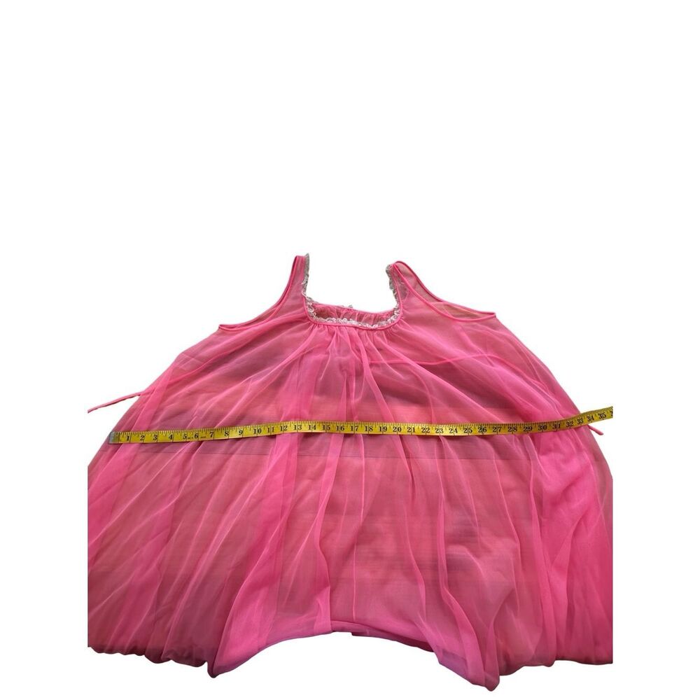 DEENA Sheer Hot Pink Negligee, Nightgown One Size - Picture 13 of 15
